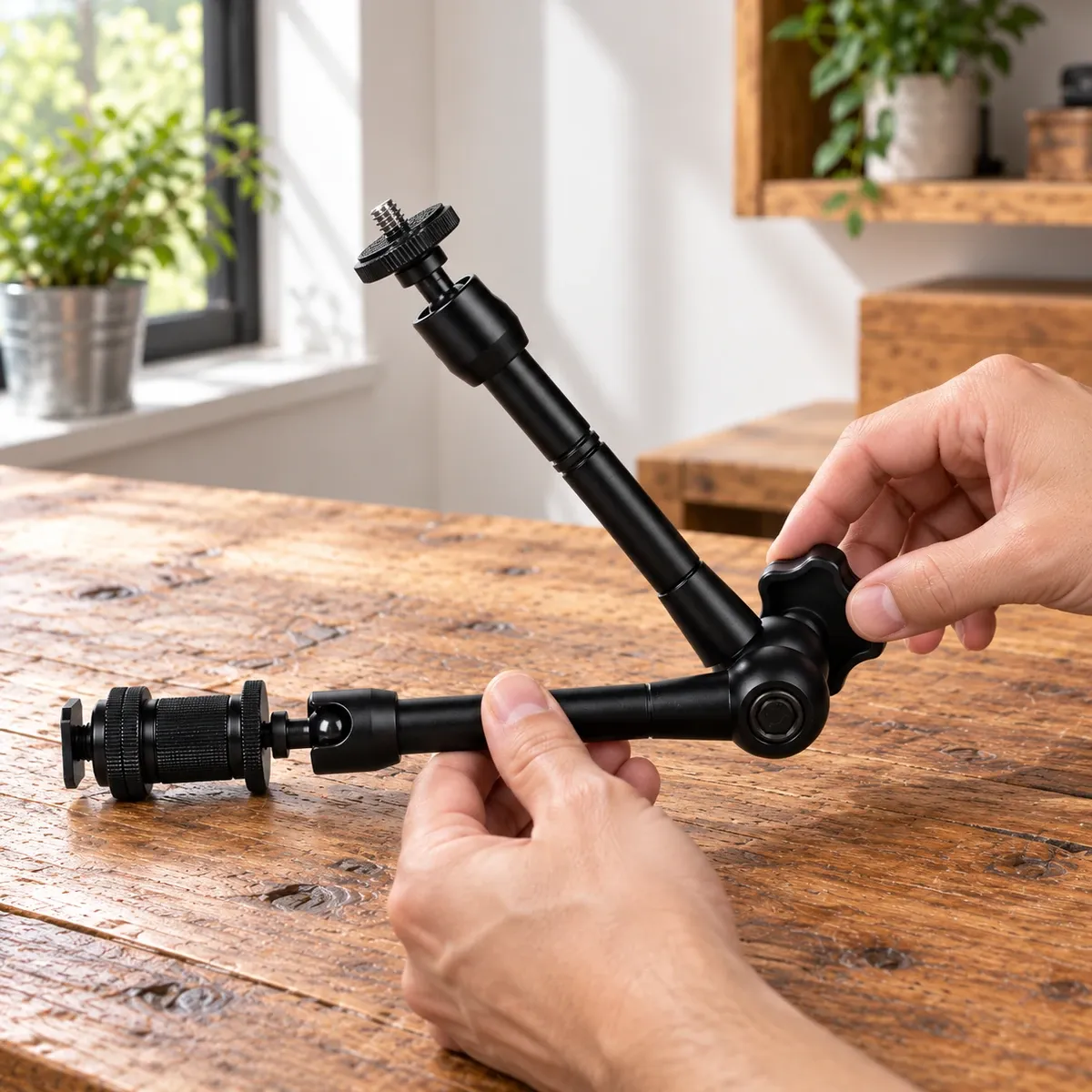 Articulating Studio Arm: setup and scale; scene props excluded