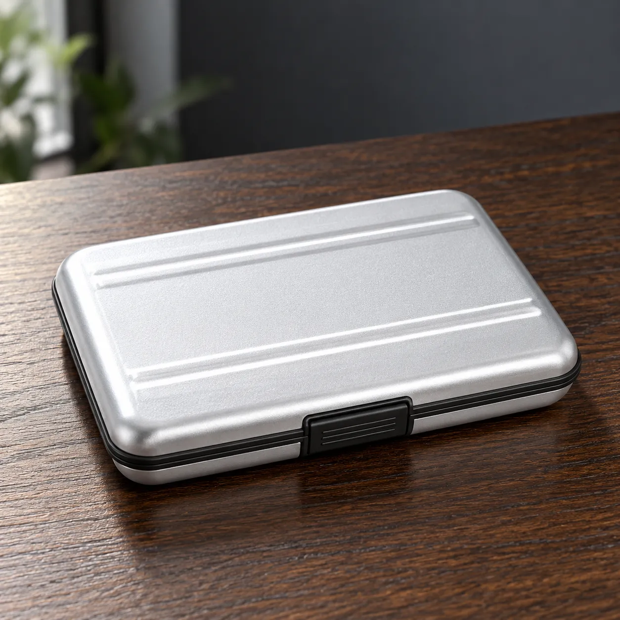 Aluminum Memory Card Case in Silver: product view
