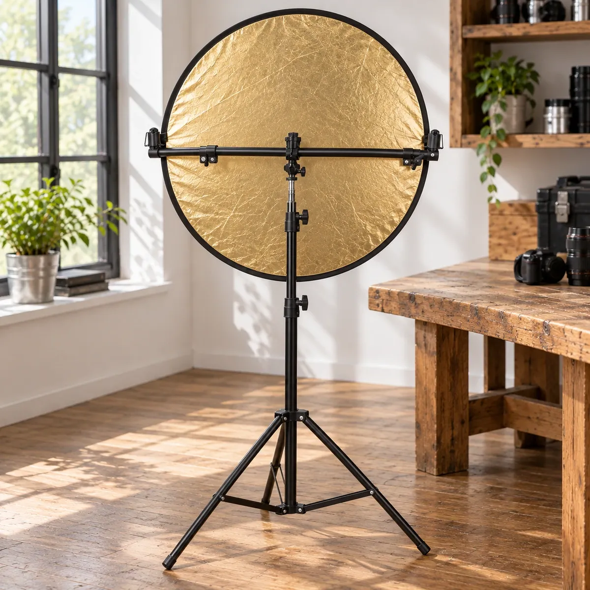 Telescopic Reflector Holder: setup and scale; scene props excluded