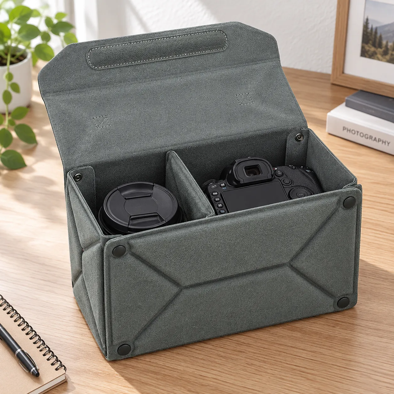 Model 061 medium folding padded camera insert: alternate view; props not included