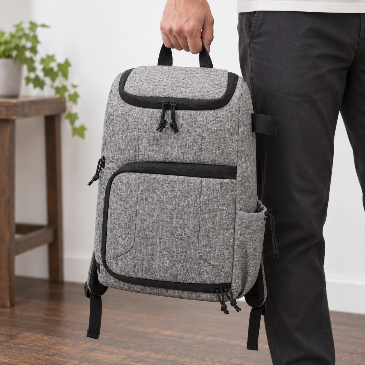 Edwin Camera Backpack — use view; demonstration equipment is not included