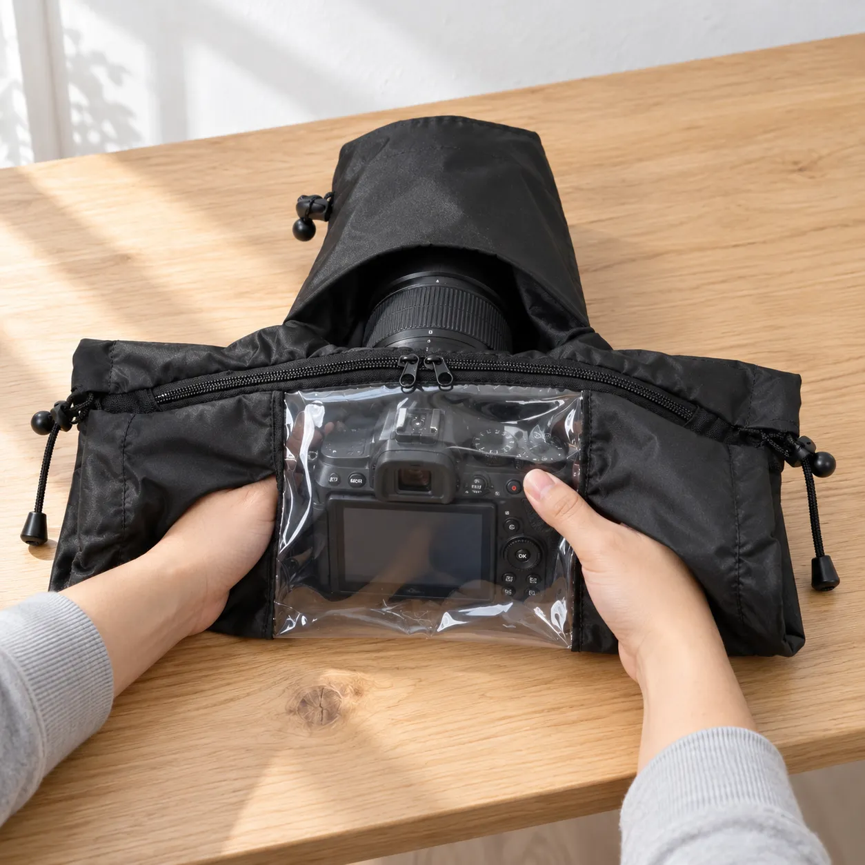 COOTO black camera rain cover: use view; props not included