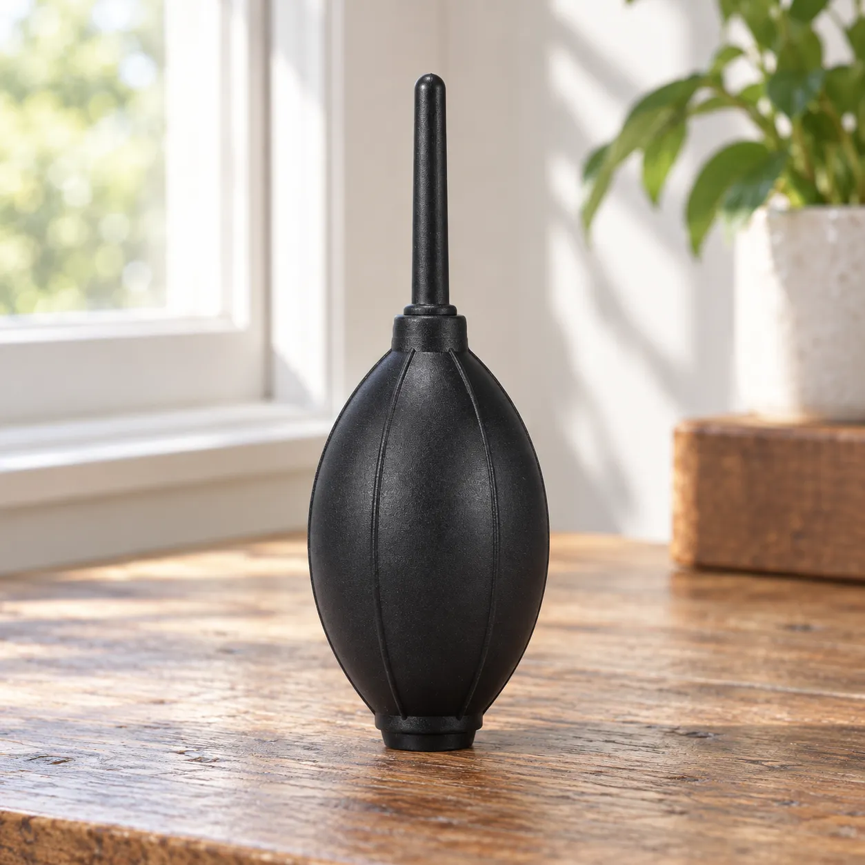 manual silicone camera air blower with long soft nozzle: lead view