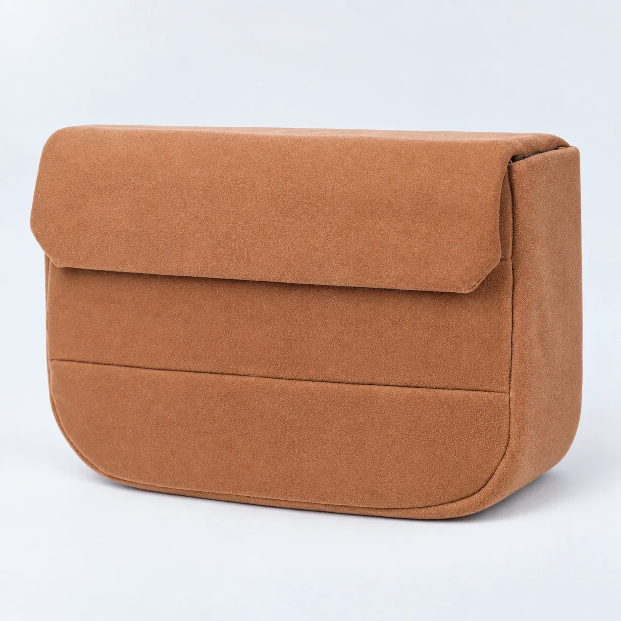 Closed brown insert showing its fold-over flap