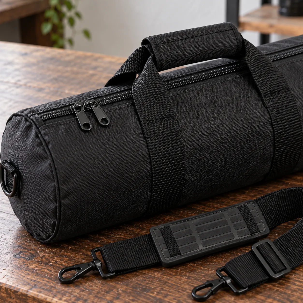 Ellis Tripod Bag Black, 75 cm — detail view; demonstration equipment is not included