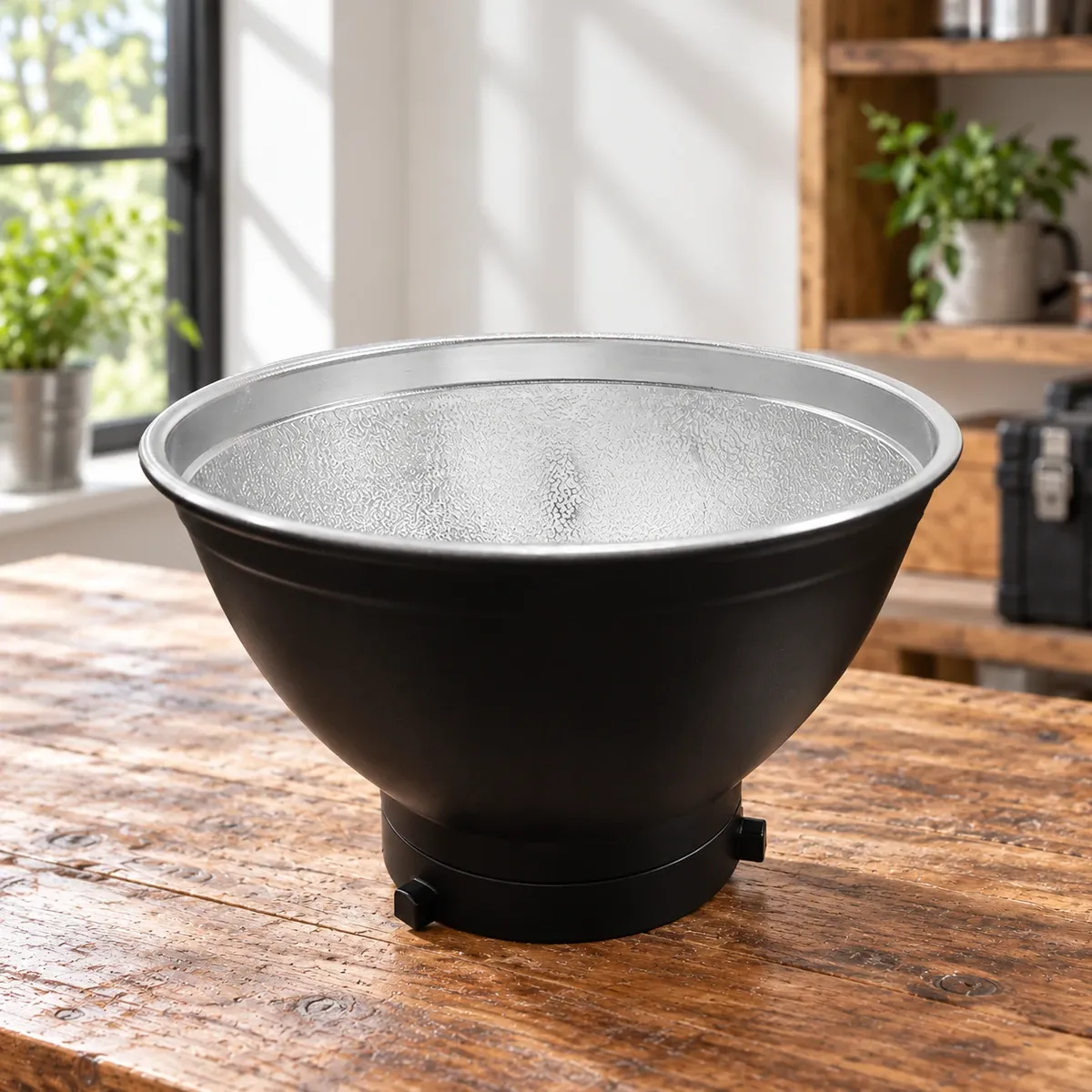Studio Reflector Dish: Black exterior with Silver interior, 18 cm mouth