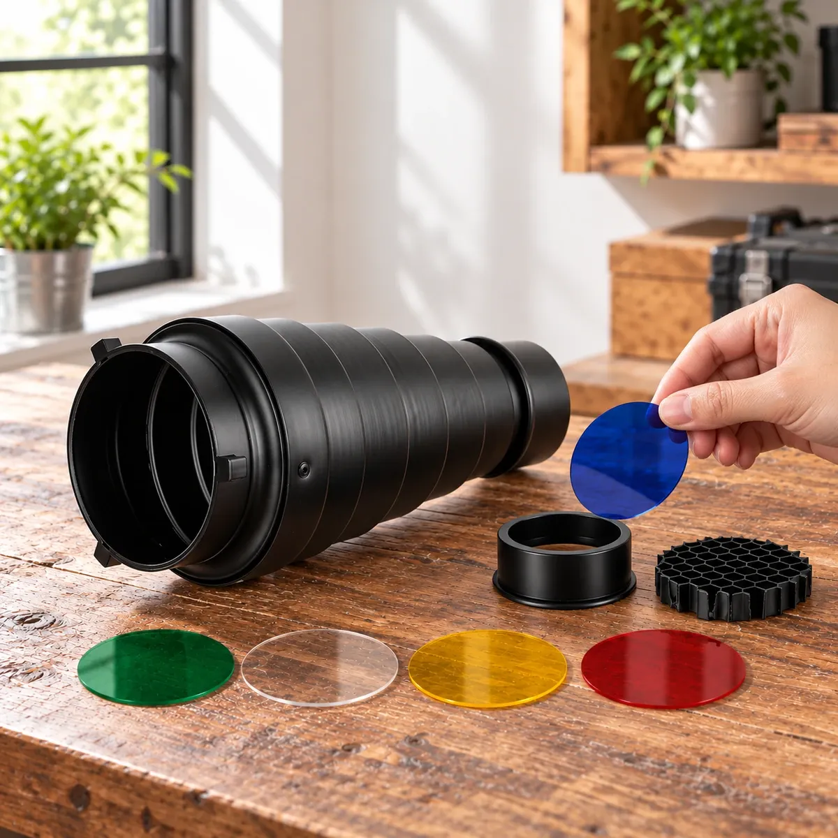 Studio Snoot Filter Kit: setup and scale; scene props excluded